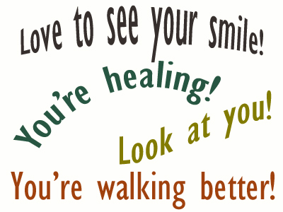 Use positive words to support your Auburn loved one as he/she gets chiropractic care for relief.