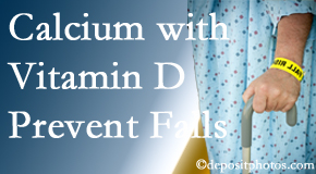 Calcium and vitamin D supplementation may be recommended to Auburn chiropractic patients who are at risk of falling.