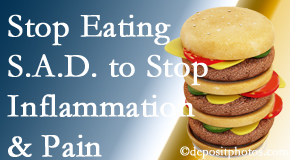 Auburn chiropractic patients do well to avoid the S.A.D. diet to decrease inflammation and pain.