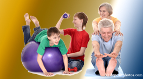 Auburn exercise image of young and older people as part of chiropractic plan