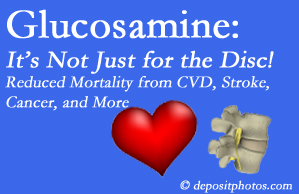 Auburn health benefits from glucosamine use include reduced overall early mortality and mortality from cardiovascular issues.