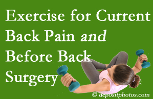 Auburn exercise benefits patients with non-specific back pain and pre-back surgery patients though it’s not often prescribed as much as opioids.