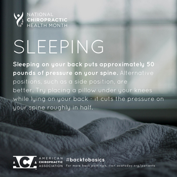 Dr. Le's Chiropractic & Wellness, L.L.C. recommends putting a pillow under your knees when sleeping on your back.